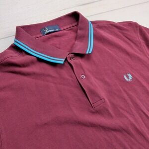 Fred Perry M12 Polo Shirt Mens XXL Twin Tipped Cotton Pique Red Preppy Casual